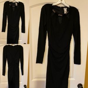 Cache Ruched Back Black Dress